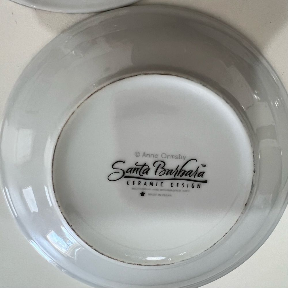 Santa Barbara Ceramic Design Cafe Le Jardin Canape Plates Set of 4 French Theme - Picture 7 of 12
